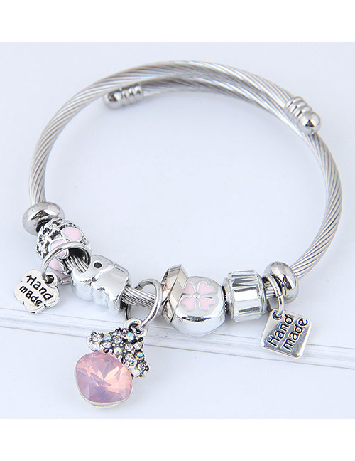 Fashion Pink Letter Pattern Decorated Bracelet