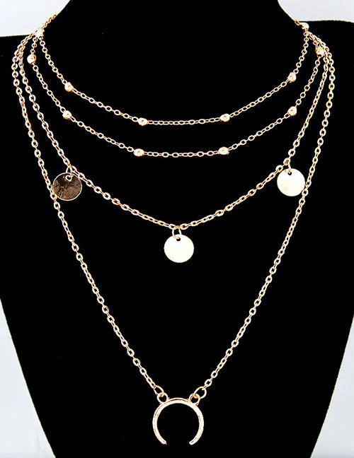 fashion Gold Color Moon Shape Decorated Necklace