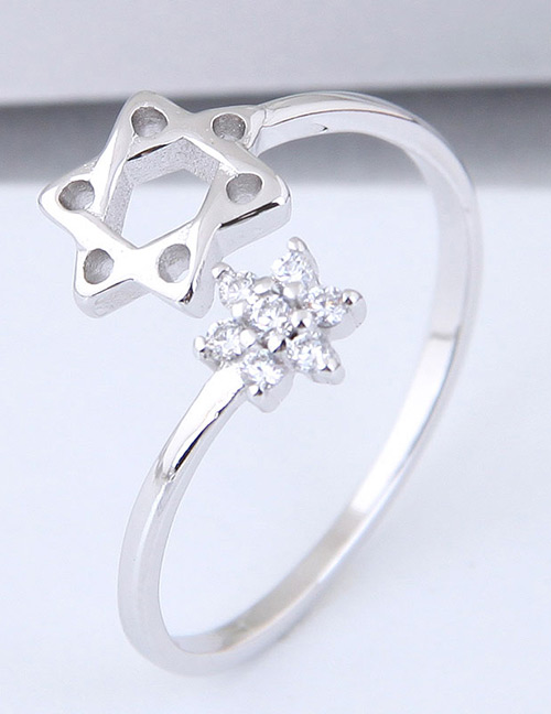 Fashion Silver Color Star Shape Decorated Ring