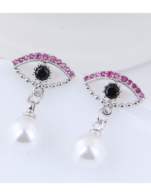Fashion Pink Eye Shape Decorated Earrings