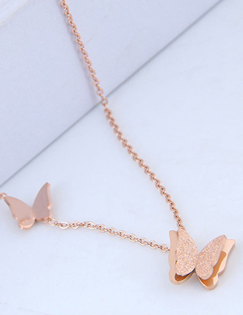 Fashion Rose Gold Butterfly Shape Decorated Necklace