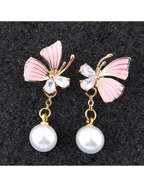 Sweet Pink Butterfly Decorated Long Earrings
