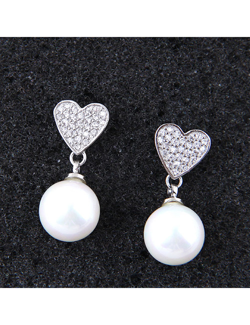 Sweet Silver Color Heart Shape Design Pure Color Earrings