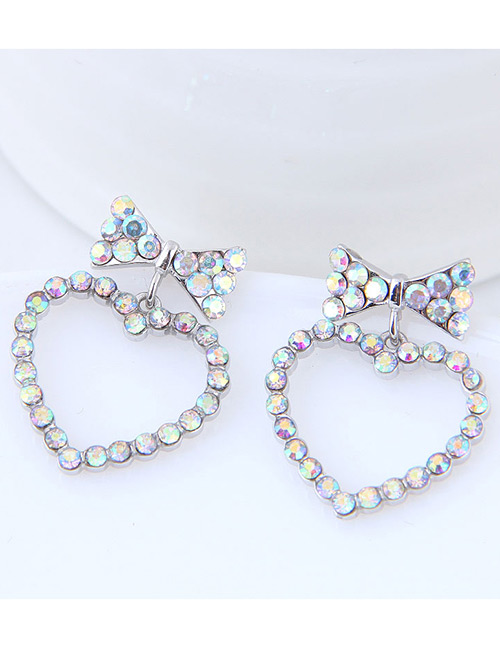 Fashion Silver Color Heart&bowknot Shape Decorated Earrings