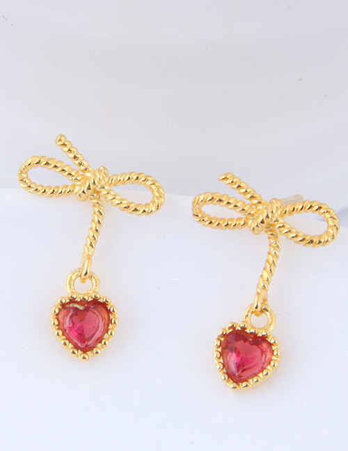 Fashion Gold Color Heart&bowknot Shape Decorated Earrings