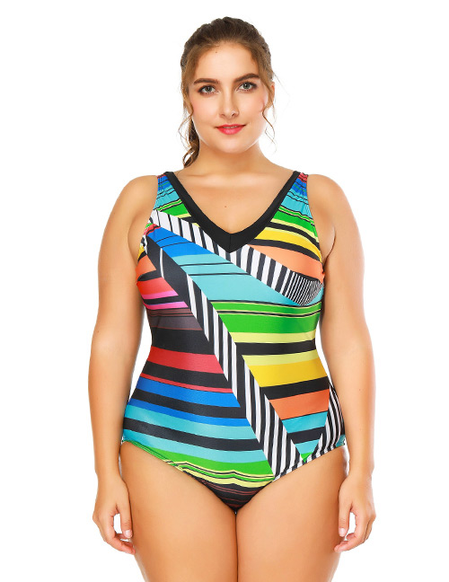 Sexy Multi-color Strip Shape Decorated Swimwear