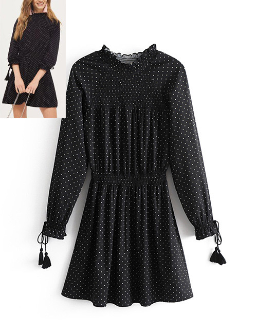 Fashion Black Spot Shape Decorated Dress