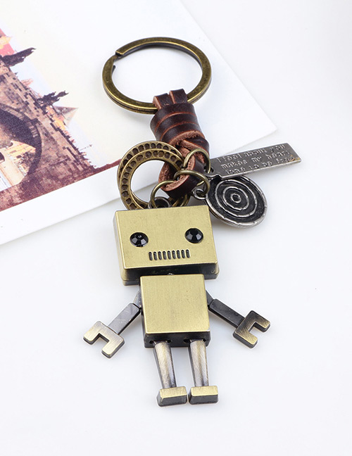 Fashion Gold Color Robot Shape Decorated Keychain
