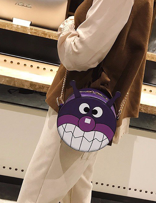 Fashion Purple Round Shape Decorated Shoulder Bag