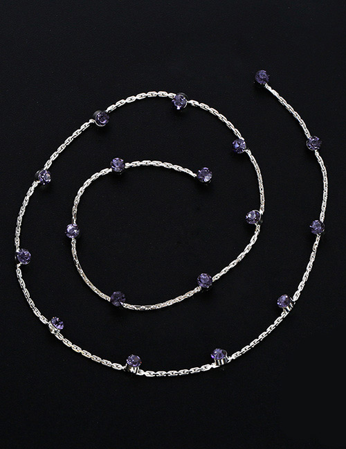 Lovely Purple Round Shape Diamond Decorated Hair Accessory(1pc)