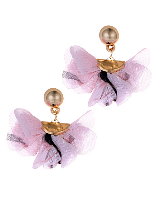 Fashion Pink Sector Shape Design Flower Earrings