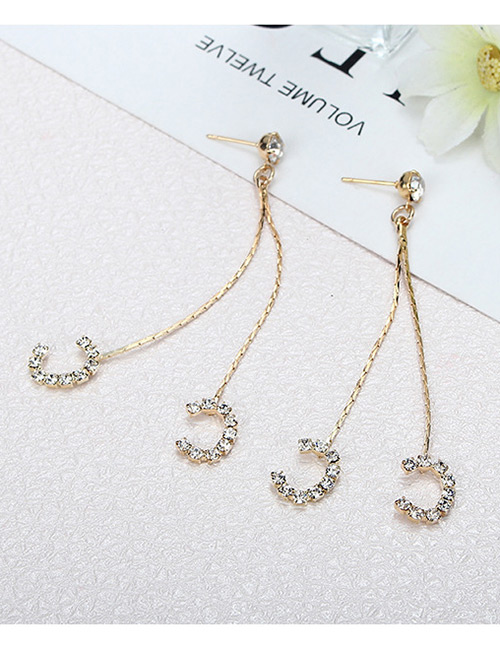Fashion Gold Color C Letter Shape Decorated Earrings