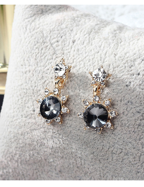 Fashion Gold Color+gray Round Shape Decorated Earrings