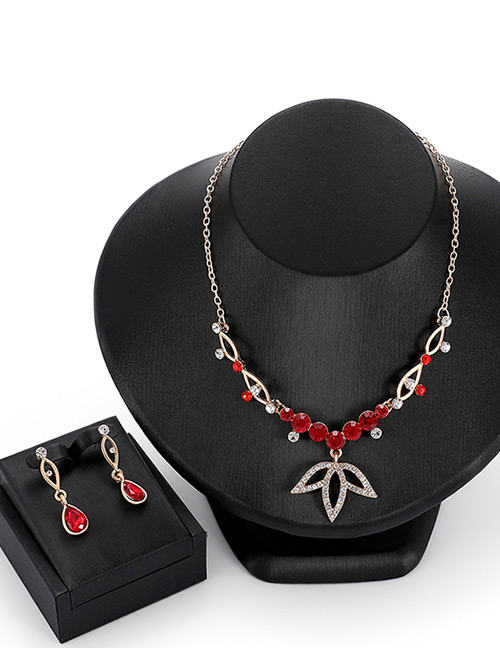 Fashion Red Leaf Shape Decorated Jewelry Sets