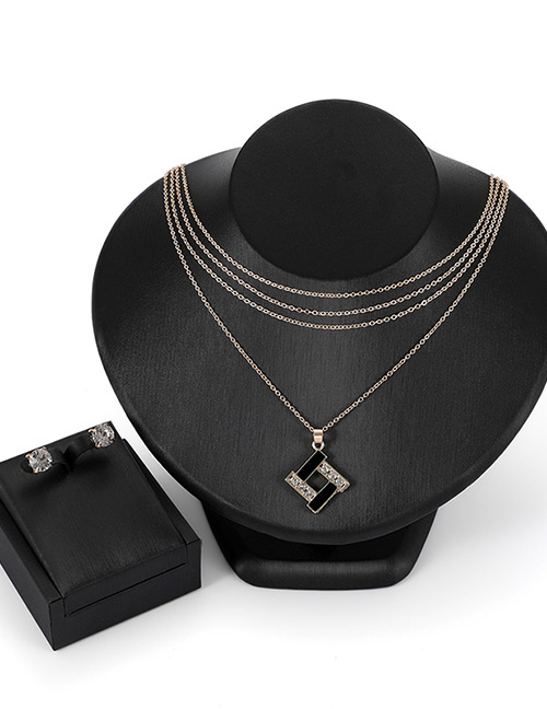 Fashion Gold Color Square Shape Decorated Jewelry Sets