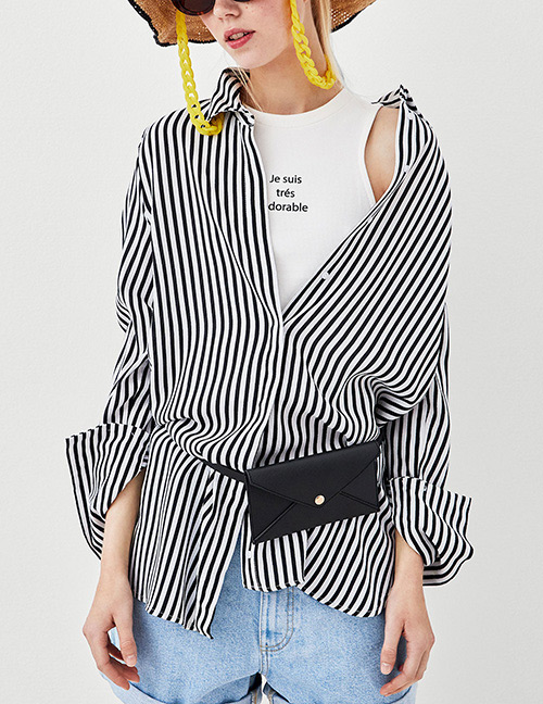 Fashion Black Stripe Pattern Decorated Shirt
