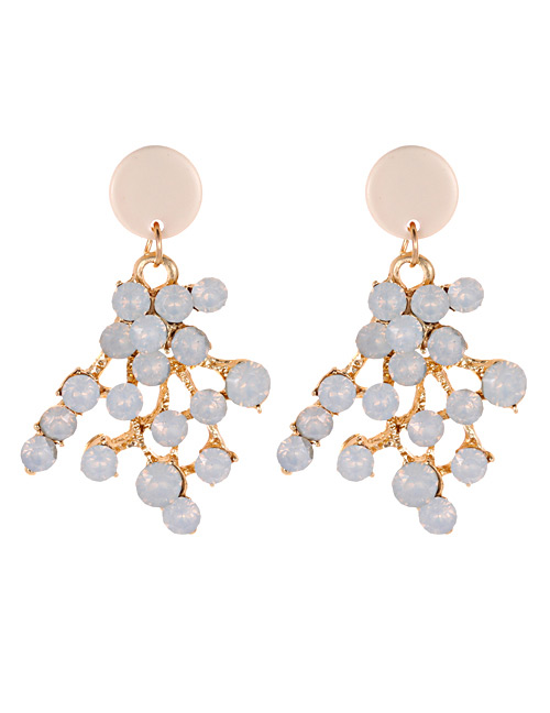 Fashion White Full Diamond Decorated Earrings