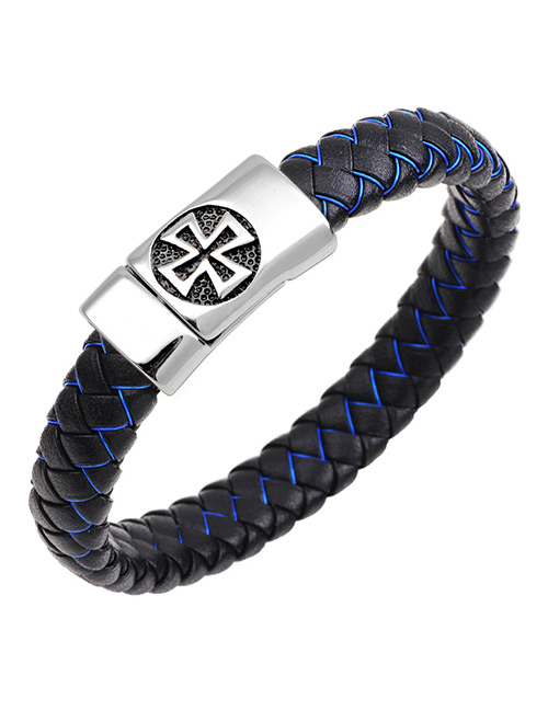 Fashion Blue+black Cross Shape Decorated Bracelet