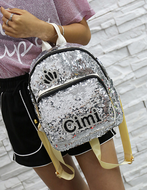 Fashion Silver Color Crown Pattern Decorated Backpack
