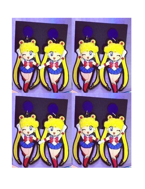 Fashion Yellow Sailor Moon Shape Decorated Earrings