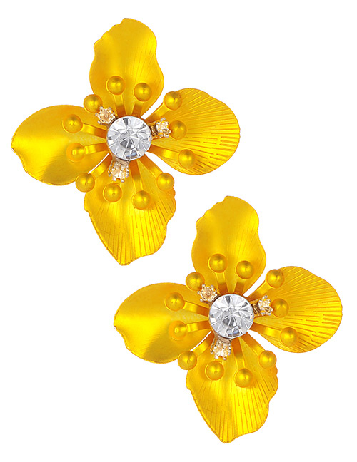 Fashion Yellow Flower Shape Decorated Earrings