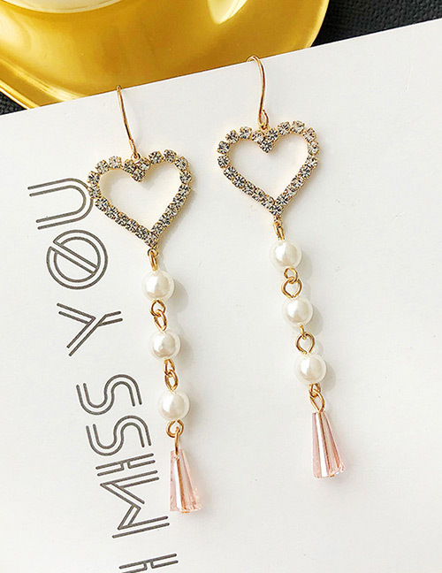 fashion Gold Color Pearl Decorated Heart Shape Earrings