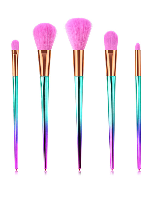 Fashion Pink+purple Sector Shape Decorated Makep Brush (5pcs )