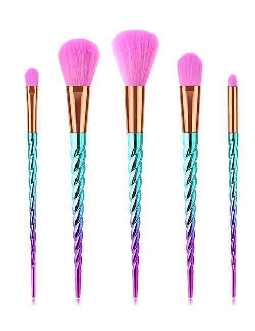 Fashion Pink+blue+purple Round Shape Decorated Makep Brush (5pcs )