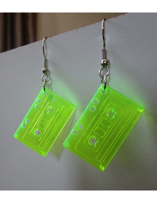 Sweet Green Magnetic Tape Shape Decorated Earrings