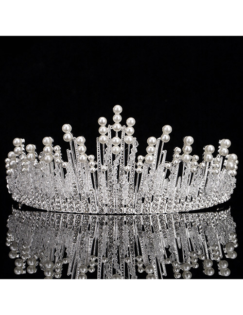 Fashion Silver Color+white Crown Shape Decorated Hair Accessories