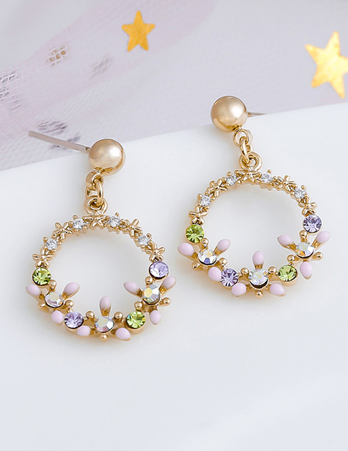 Fashion Multi-color Round Shape Decorated Earrings