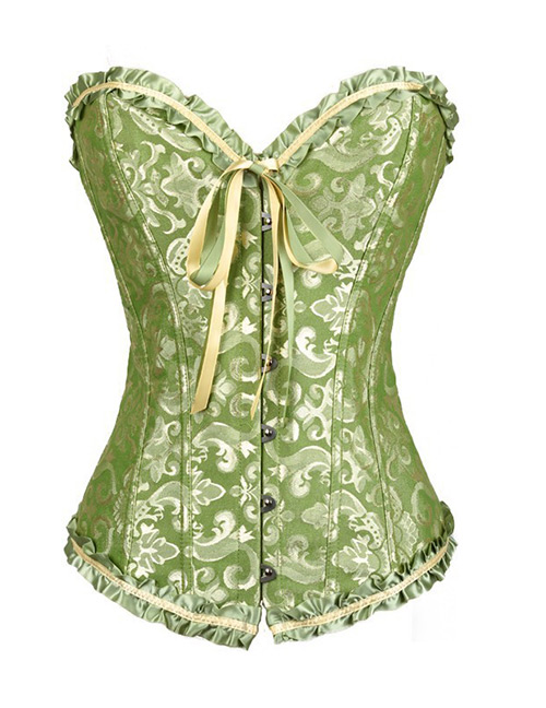 Sexy Green Pure Color Decorated Corset