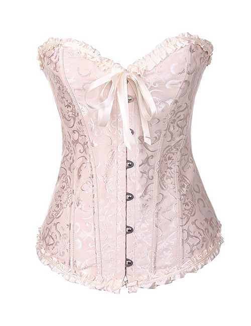 Sexy Beige Pure Color Decorated Corset
