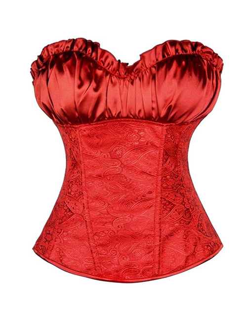 Fashion Red Cashew Nuts Pattern Decorated Corset