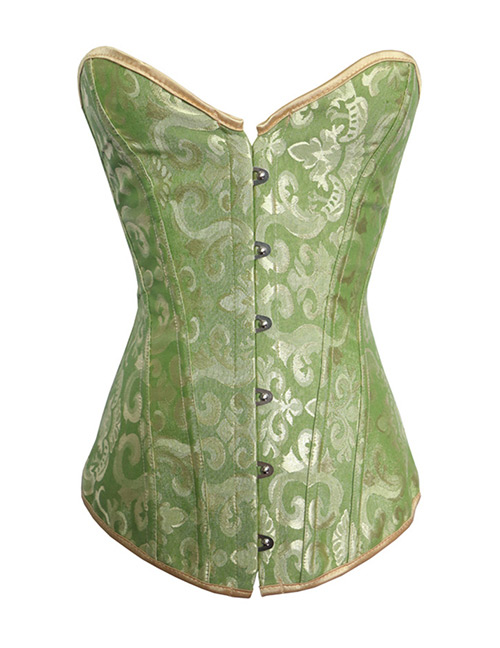 Sexy Green Flower Pattern Decorated Corset