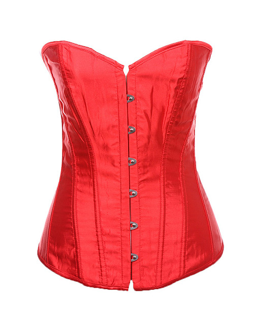 Fashion Red Pure Color Decorated Corset
