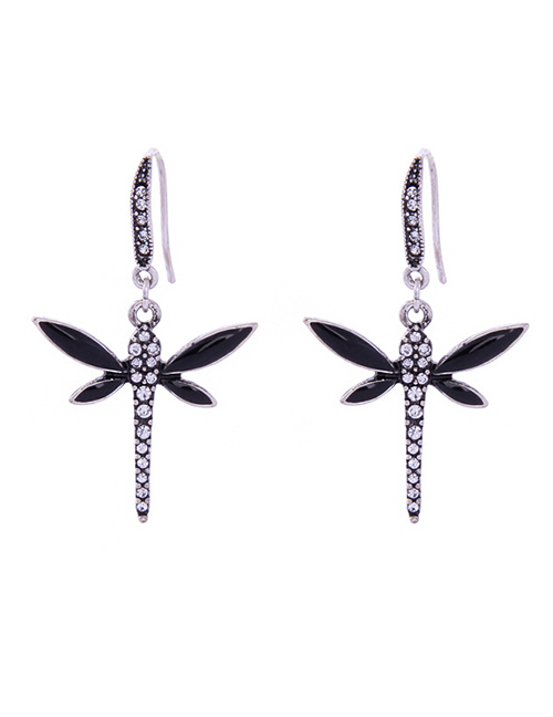 Fashion Black Dragonfly Shape Design Earrings