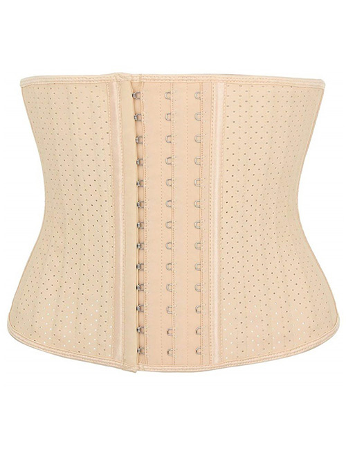 Fashion Beige Hollow Out Design Decorated Corset