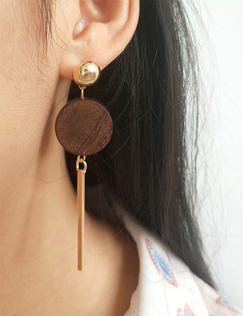 Fashion Gold Color Round Shape Decorated Tassel Earrings