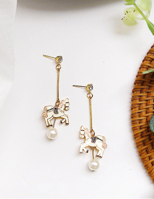 Fashion Gold Color Horse Shape Decorated Earrings