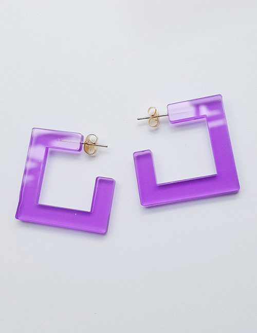 Fashion Purple Square Shape Decorated Earrings