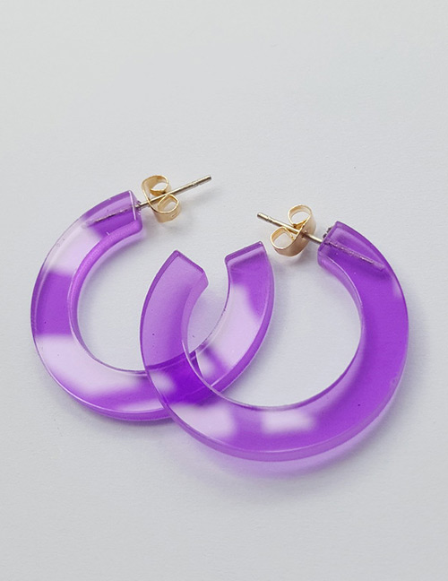 Fashion Purple Round Shape Decorated Earrings