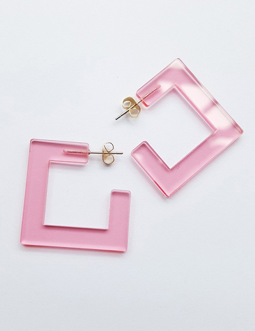Fashion Pink Square Shape Decorated Earrings