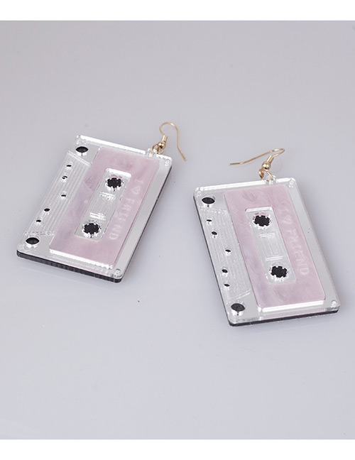 Fashion Pink Magnetic Tape Shape Decorated Earrings