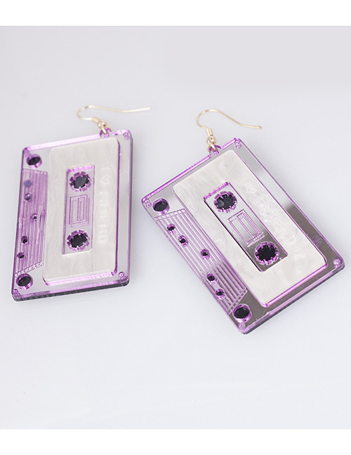 Fashion Purple Magnetic Tape Shape Decorated Earrings