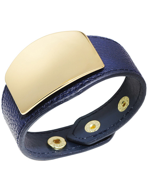 Elegant Blue Square Shape Decorated Width Bracelet
