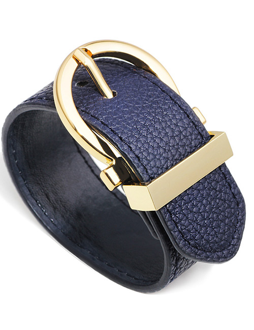 Elegant Blue Pure Color Design Width Bracelet