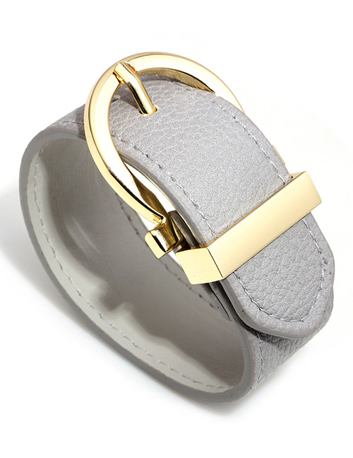 Elegant Gray Pure Color Design Width Bracelet