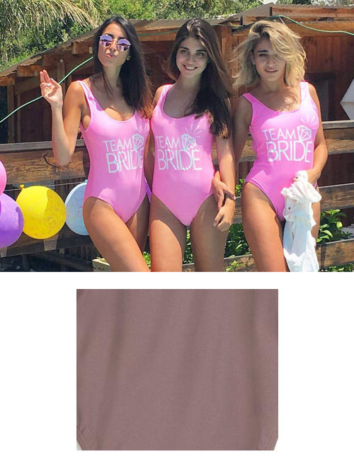 Sexy Brown Letter Pattern Design One-piece Bikini