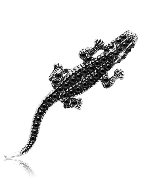 Fashion Gun Black Crocodile Design Pure Color Brooch